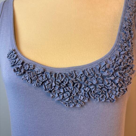 Talbot's Ruffle Tank Soft Pima Cotton Petite Medium Blue - Picture 4 of 7